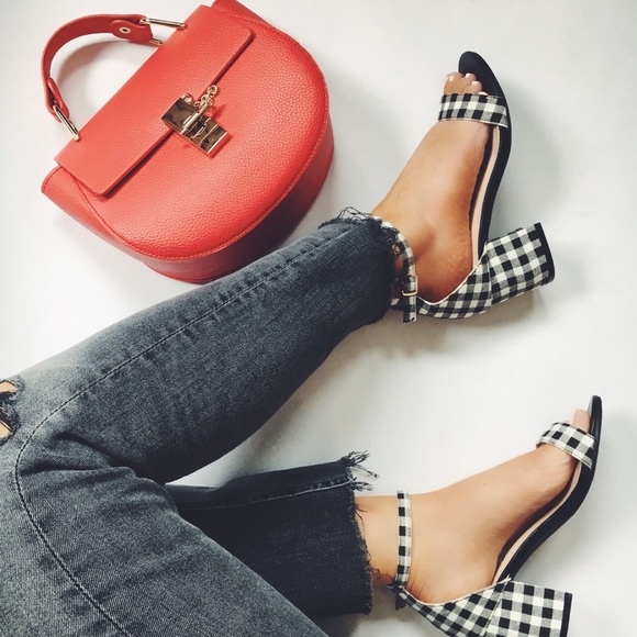 Last 1✨Carmen Gingham Ankle Strap Low Block Heels - Picture 4 of 8